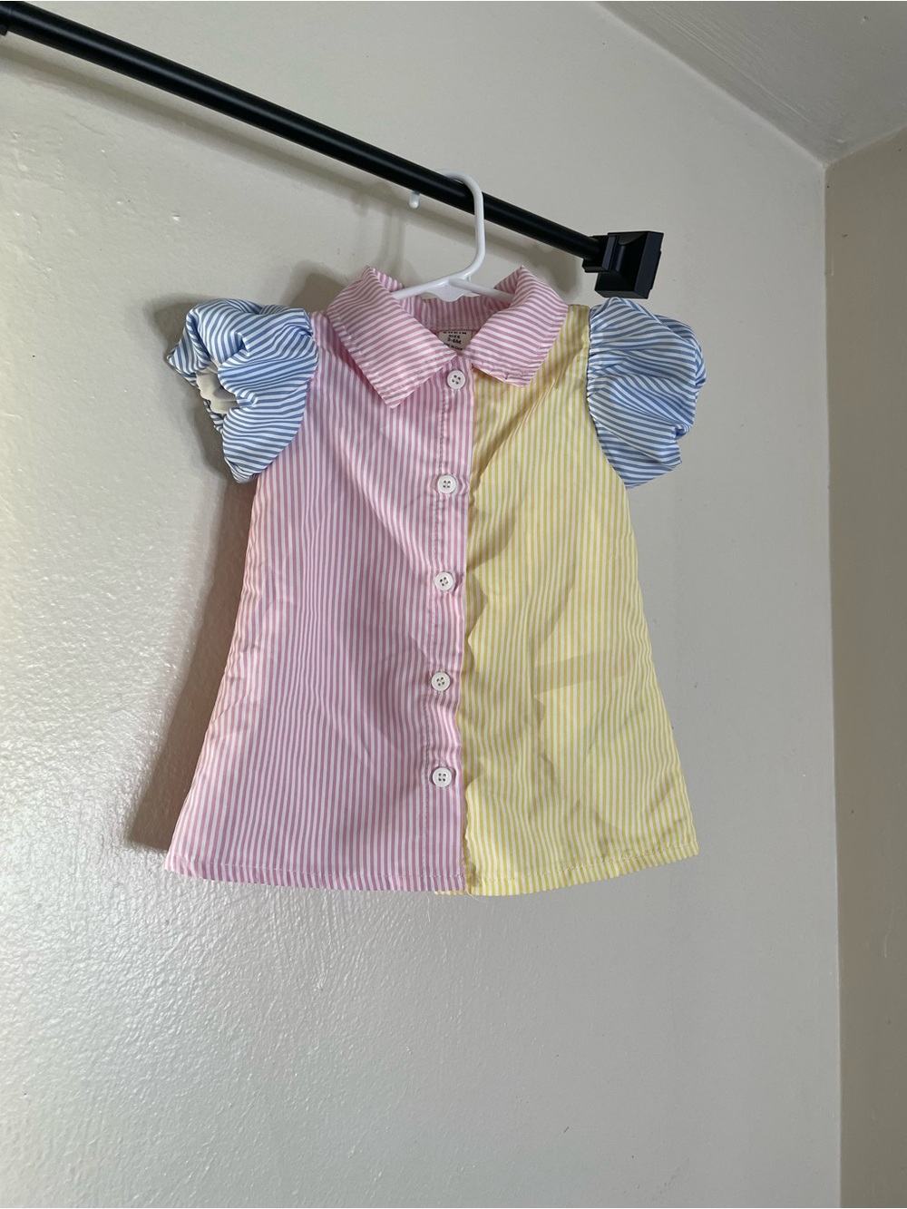 SHEIN Baby Girl 3-6M Colorblock Striped Button-Up Dress